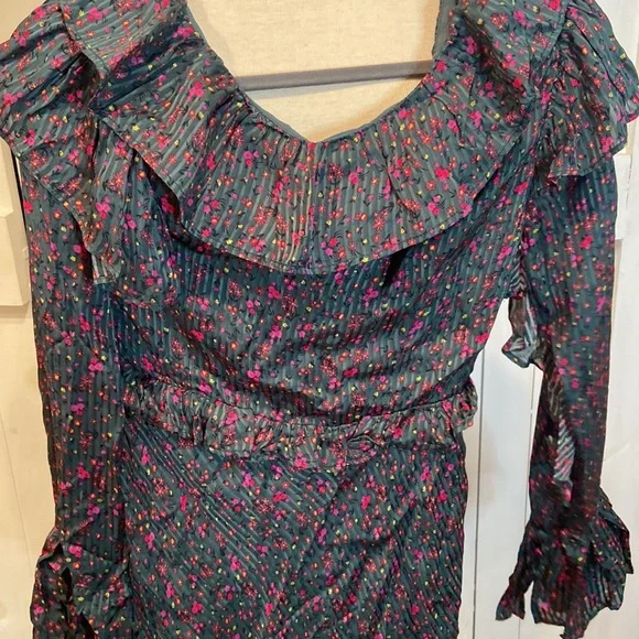 NWOT Free People Sweetest Thing Green Floral Ruffled Dress - Picture 4 of 4